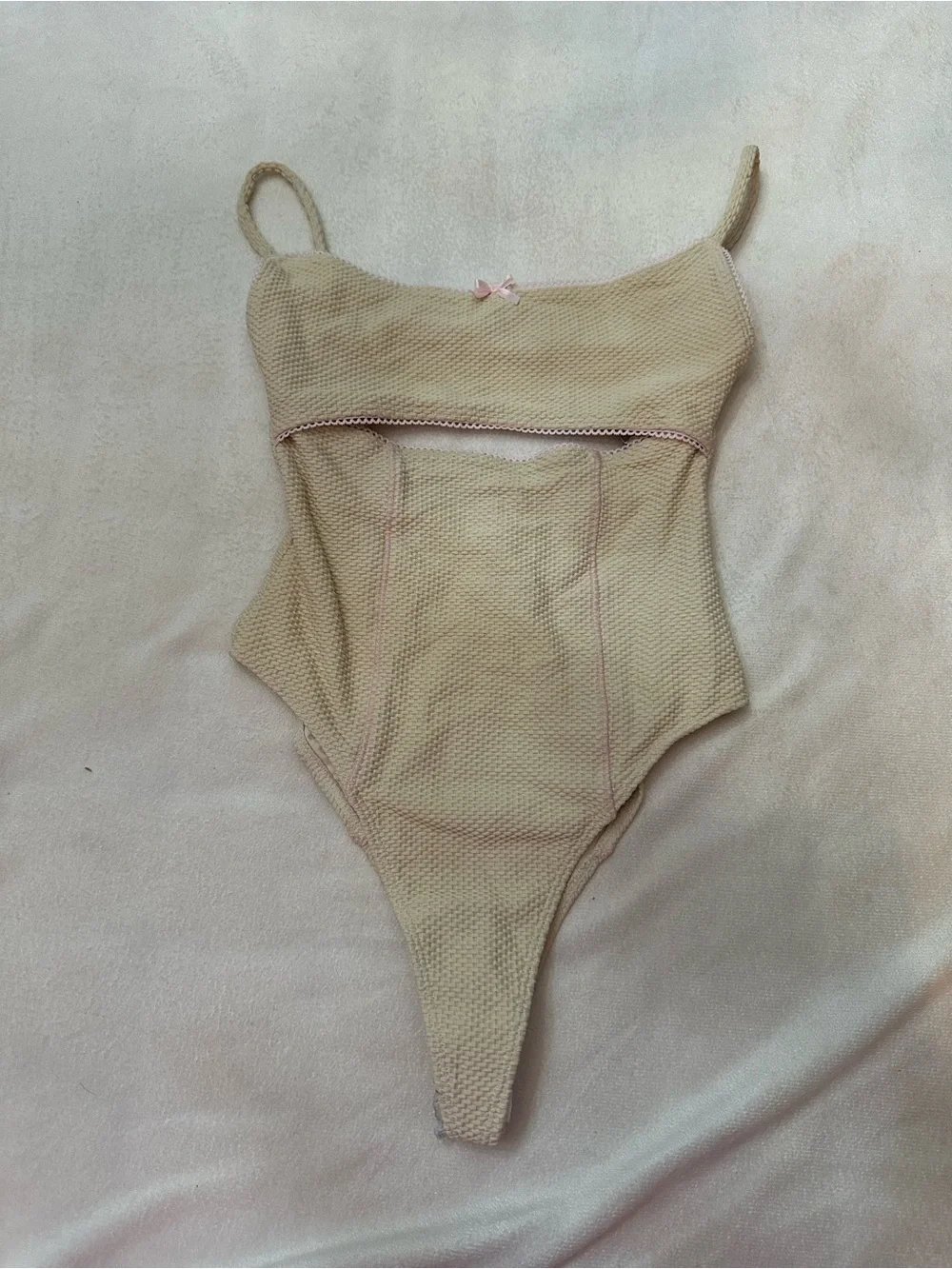 New! Frankies Bikinis Julianne Waffle Cheeky One Piece Swimsuit 38749